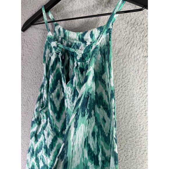Island Planet‎ Green White Ikat Rayon Halter Dress Made in Bali Size M - Picture 5 of 10